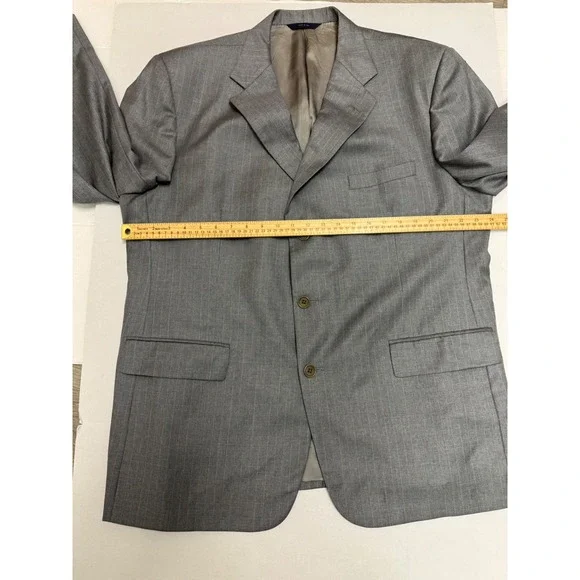 Brooks‎ Brothers Mens Blazer 48RG Gray Pinstripe Super 110s Wool Sport Coat